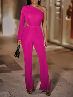 One Shoulder Cutout Jumpsuit