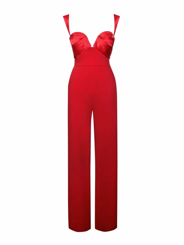 Onika Satin and Crepe Jumpsuit