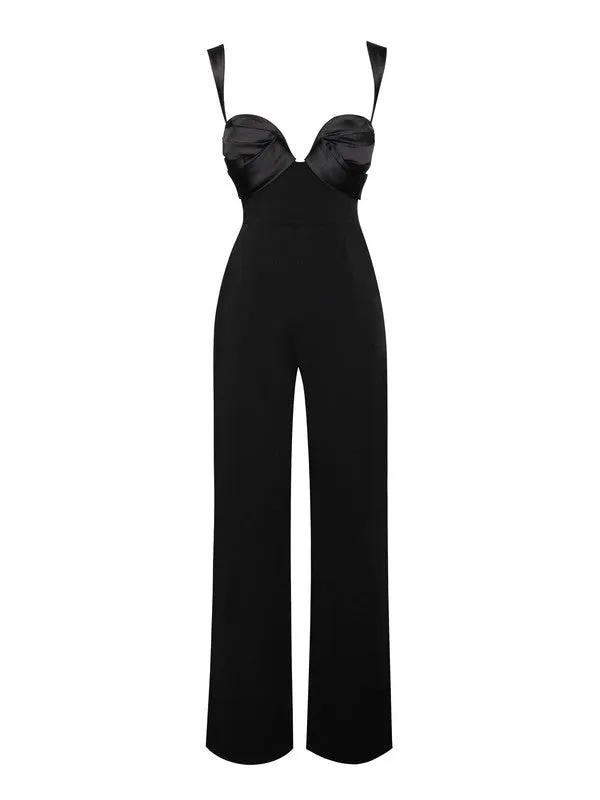 Onika Satin and Crepe Jumpsuit
