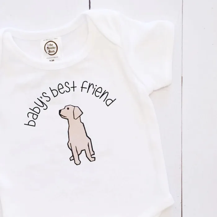 Organic Baby Bodysuit - Baby's Best Friend Dog Sibling