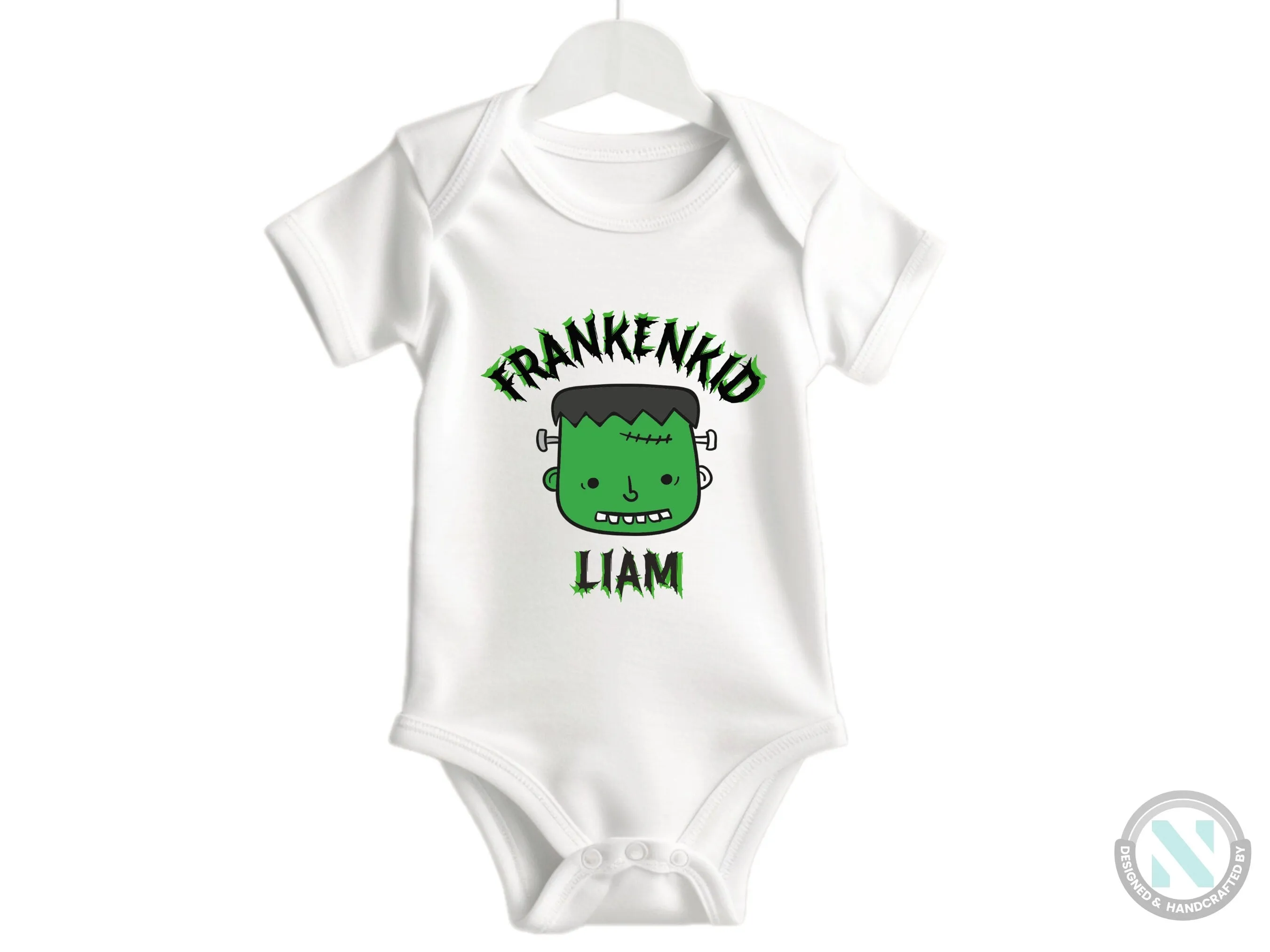 Personalize Halloween Baby Grow Gift for Boys with “Franken Kid” Baby Vest