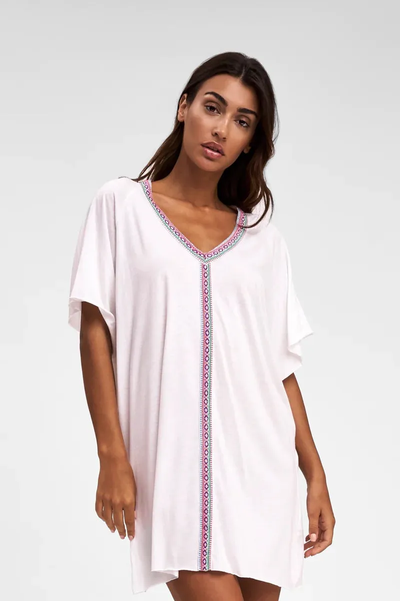 Pitusa Mini Pima Abaya Tunic Cover Up - White