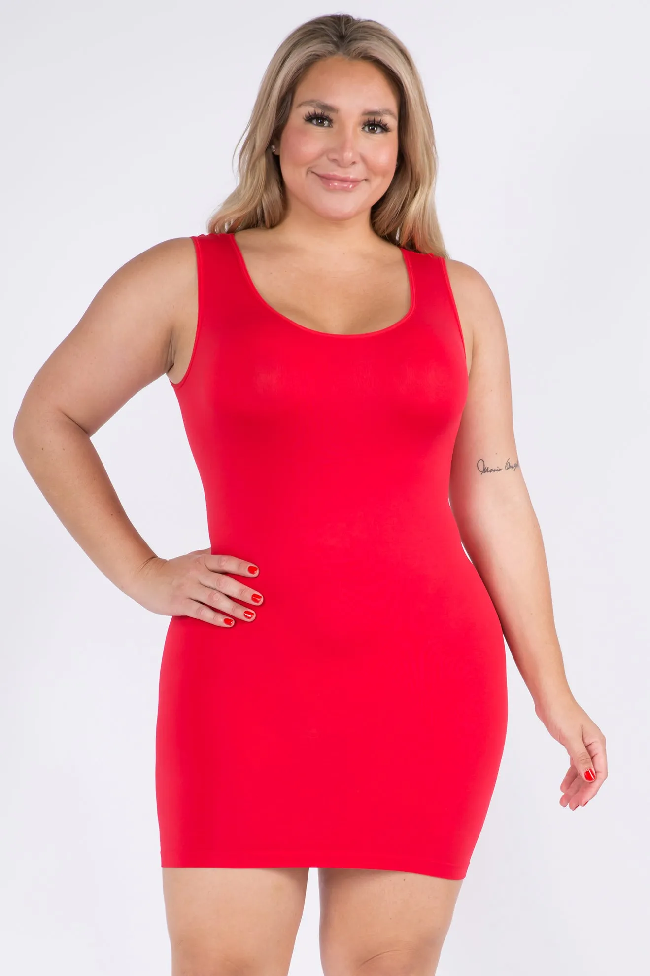 Plus Size Seamless Tank Slip Dress
