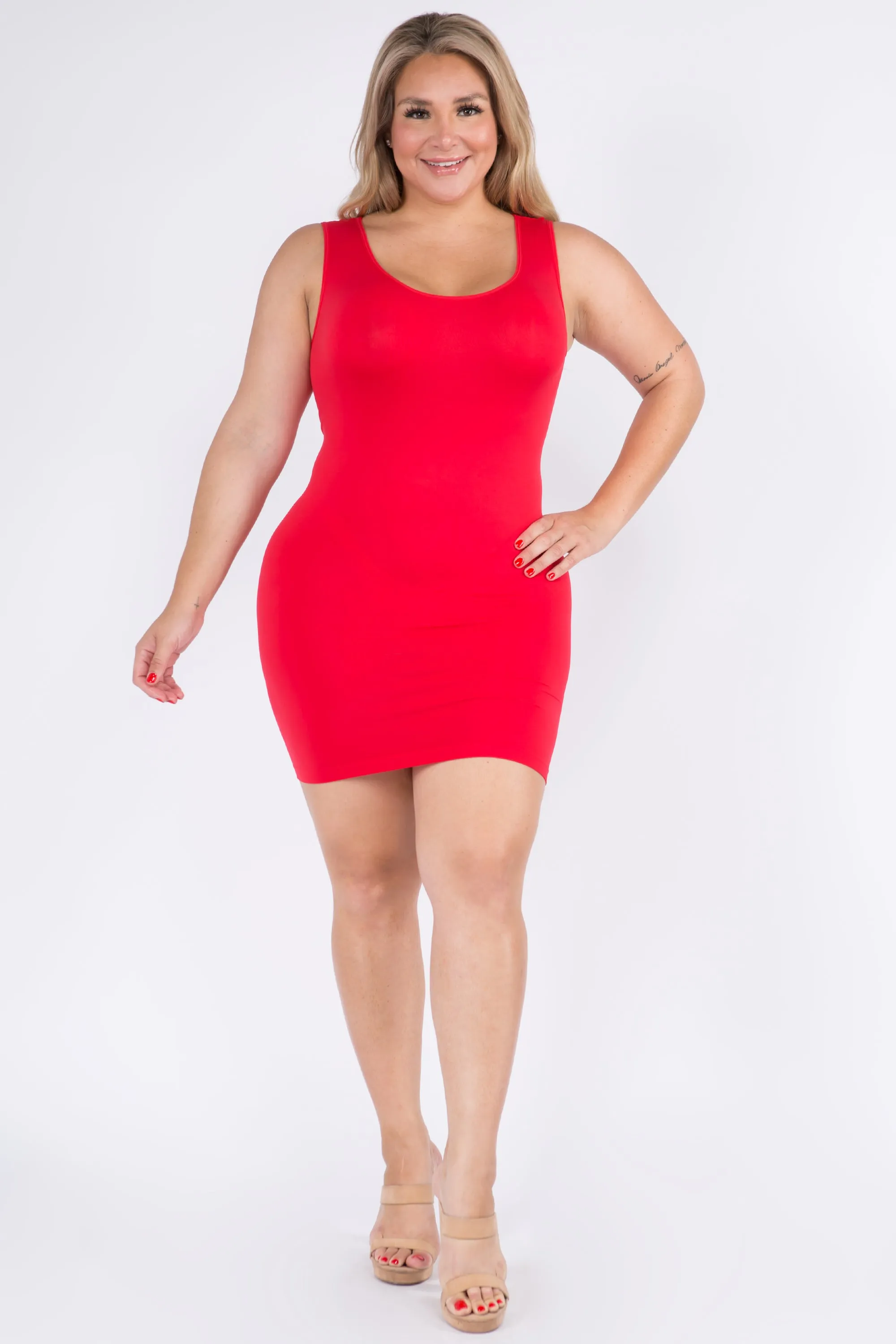 Plus Size Seamless Tank Slip Dress