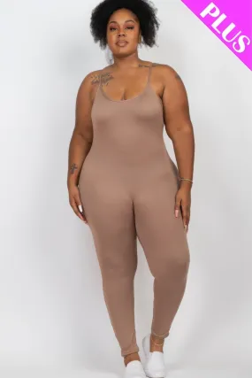 Plus Size Solid Bodycon Cami Jumpsuit