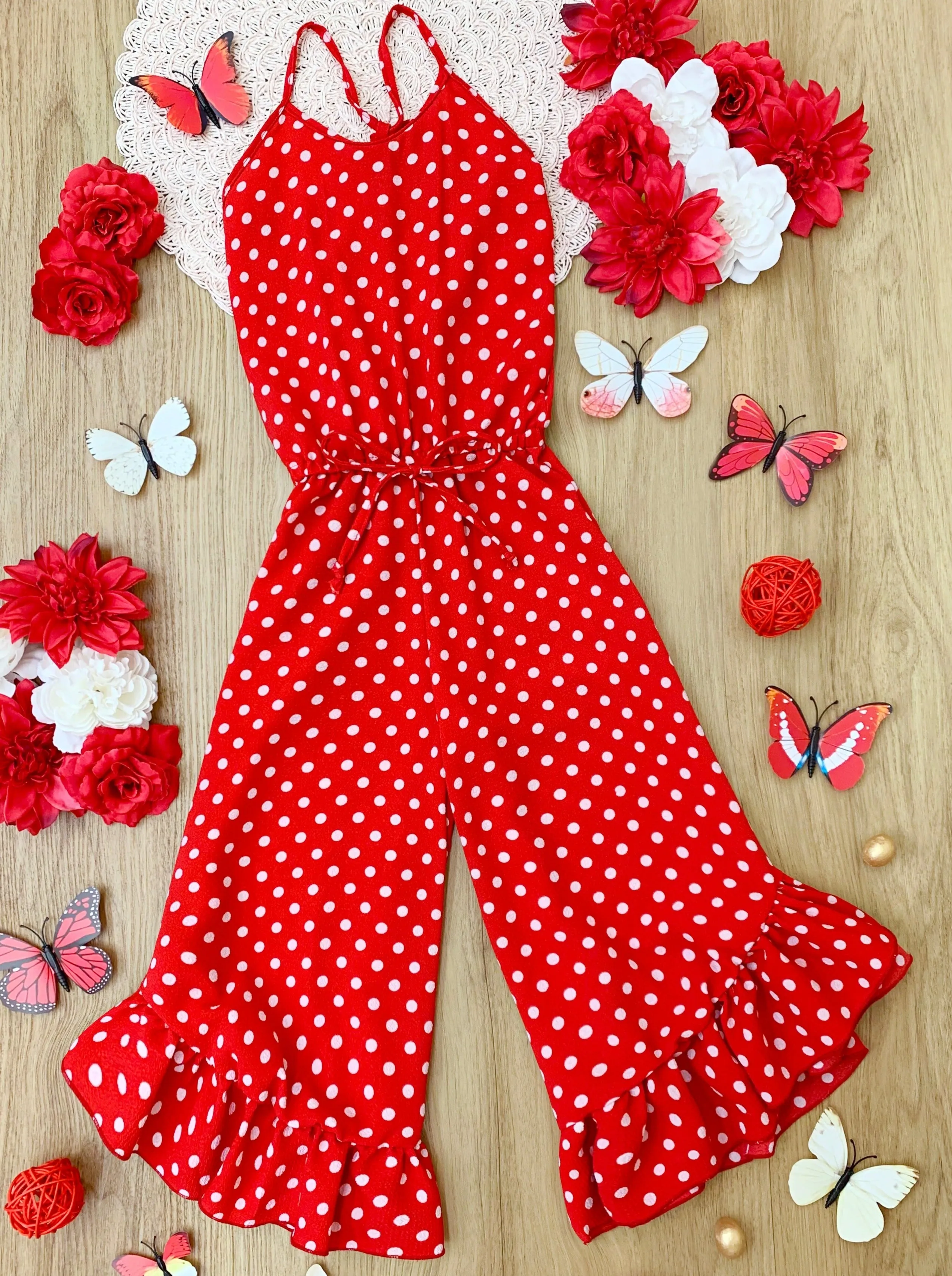 Polka Dot It Ruffle Hem Jumpsuit