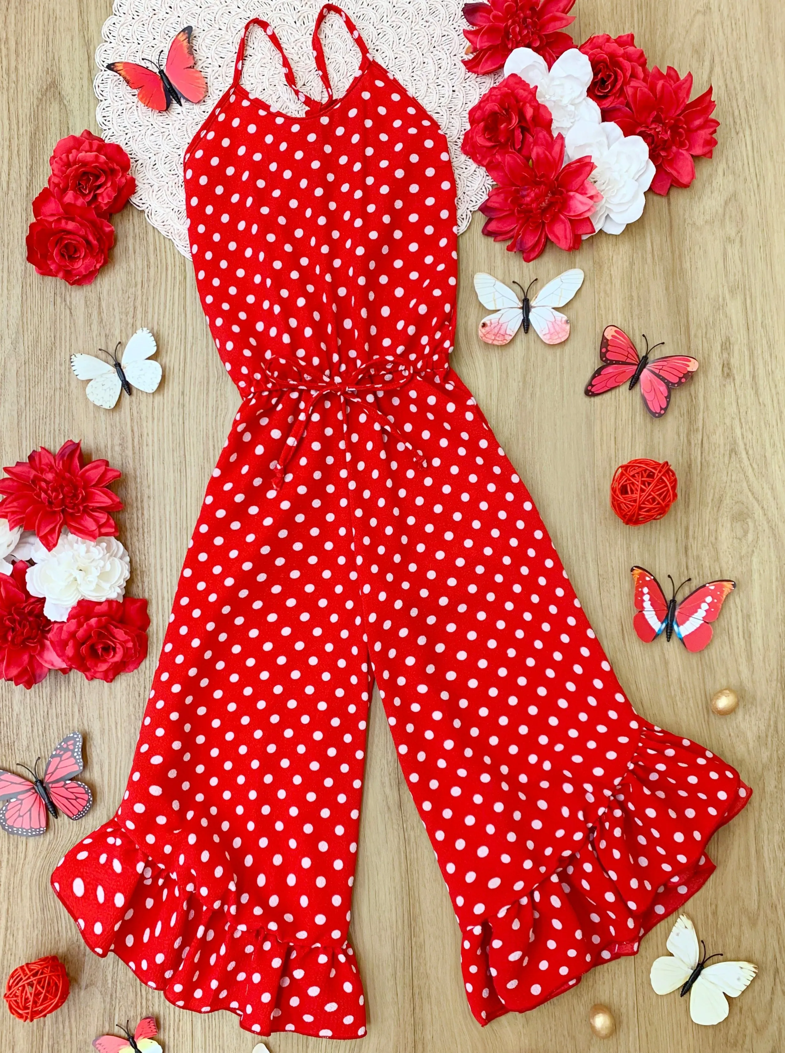 Polka Dot It Ruffle Hem Jumpsuit