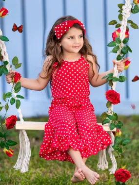 Polka Dot It Ruffle Hem Jumpsuit