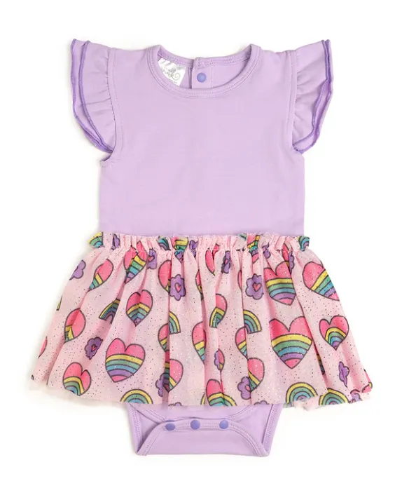 Rainbow Heart SS Tutu Bodysuit