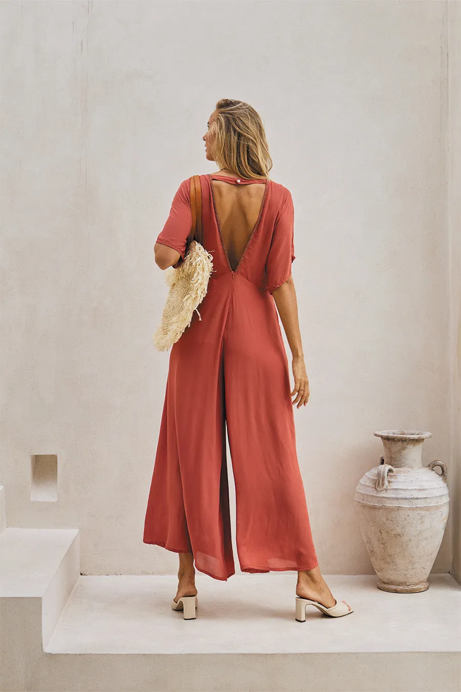 REGALIA LONG JUMPSUIT // SOLID COLOR CLASSIC BEADWORK