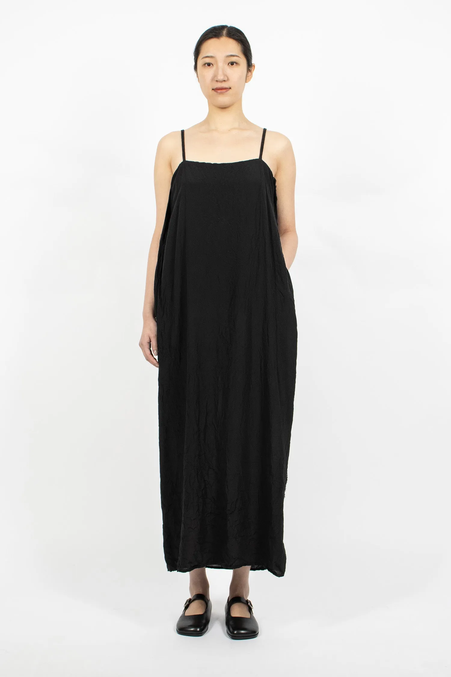 Reversible Double-Layered Slip Dress Black
