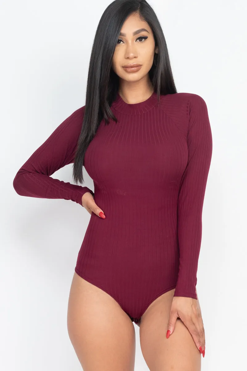 Ribbed Long Sleeve Mock Neck Bodysuit (CAPELLA)