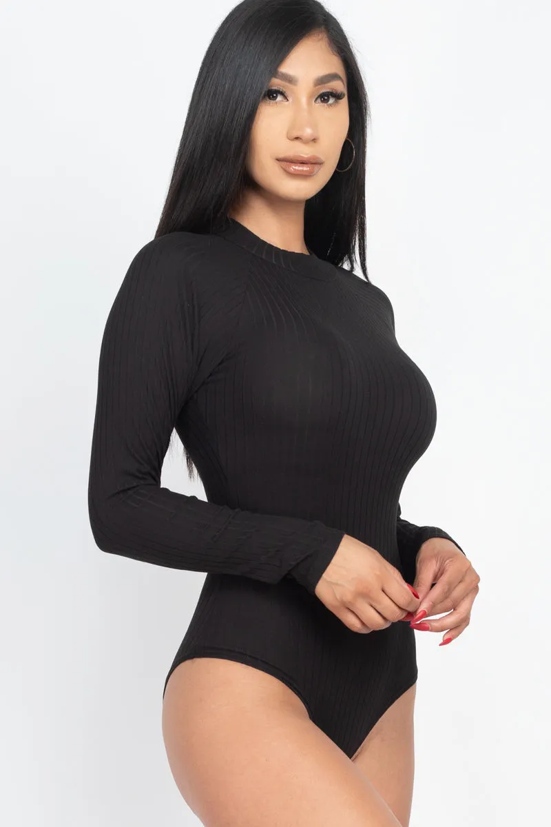 Ribbed Long Sleeve Mock Neck Bodysuit (CAPELLA)