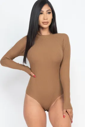 Ribbed Long Sleeve Mock Neck Bodysuit (CAPELLA)