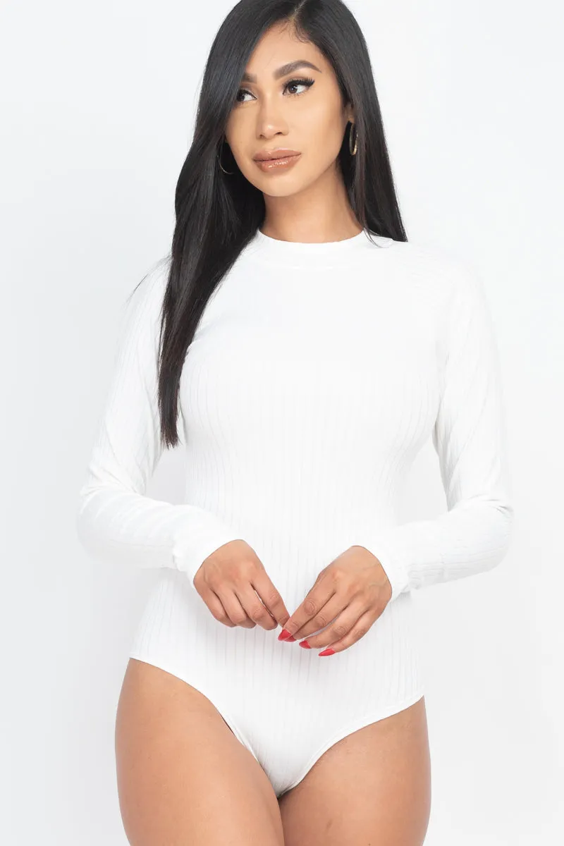 Ribbed Long Sleeve Mock Neck Bodysuit (CAPELLA)