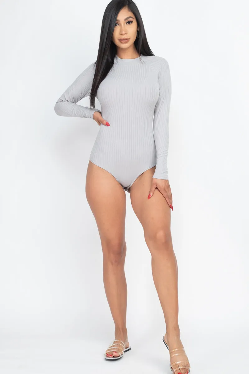 Ribbed Long Sleeve Mock Neck Bodysuit (CAPELLA)