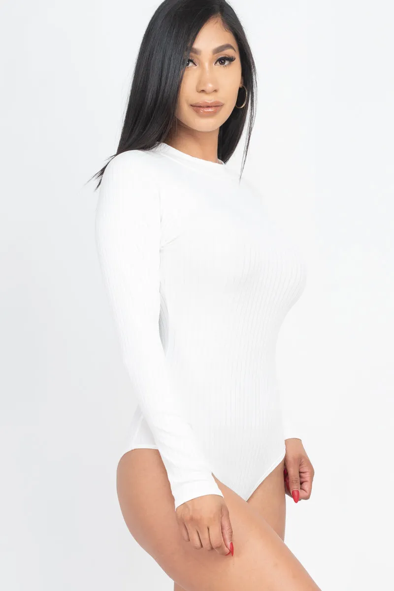 Ribbed Long Sleeve Mock Neck Bodysuit (CAPELLA)