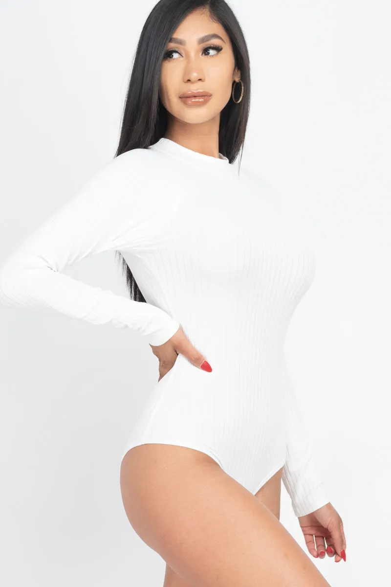 Ribbed Long Sleeve Mock Neck Bodysuit (CAPELLA)