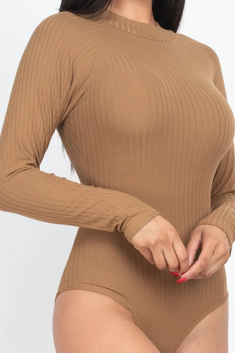 Ribbed Long Sleeve Mock Neck Bodysuit (CAPELLA)