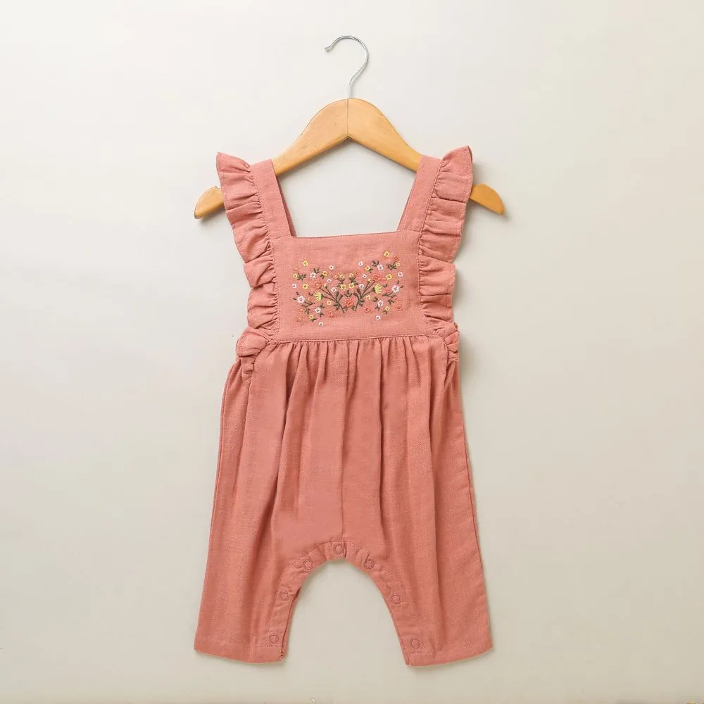 Rose Pink Dungaree with a White Body Suit