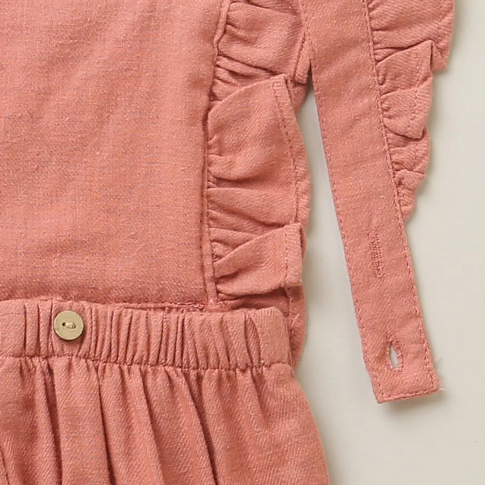 Rose Pink Dungaree with a White Body Suit