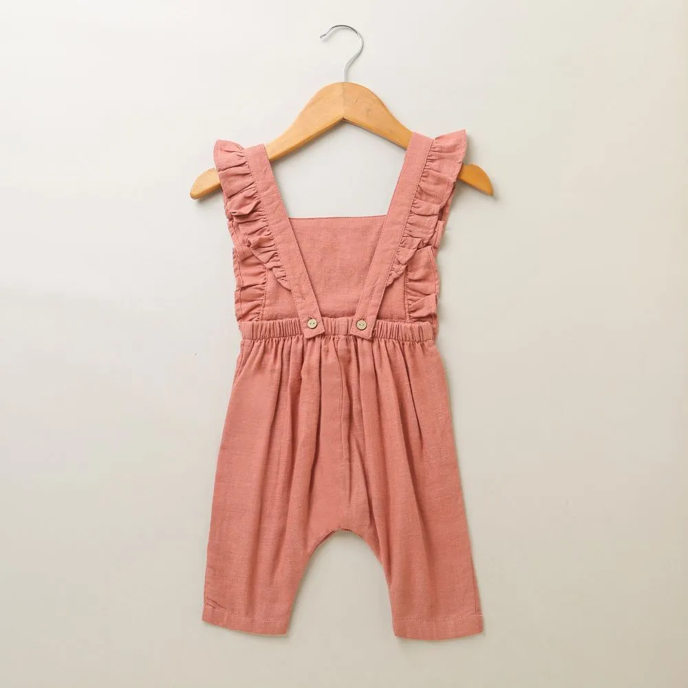Rose Pink Dungaree with a White Body Suit
