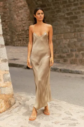 ROSE SILK SLIP DRESS SAGE