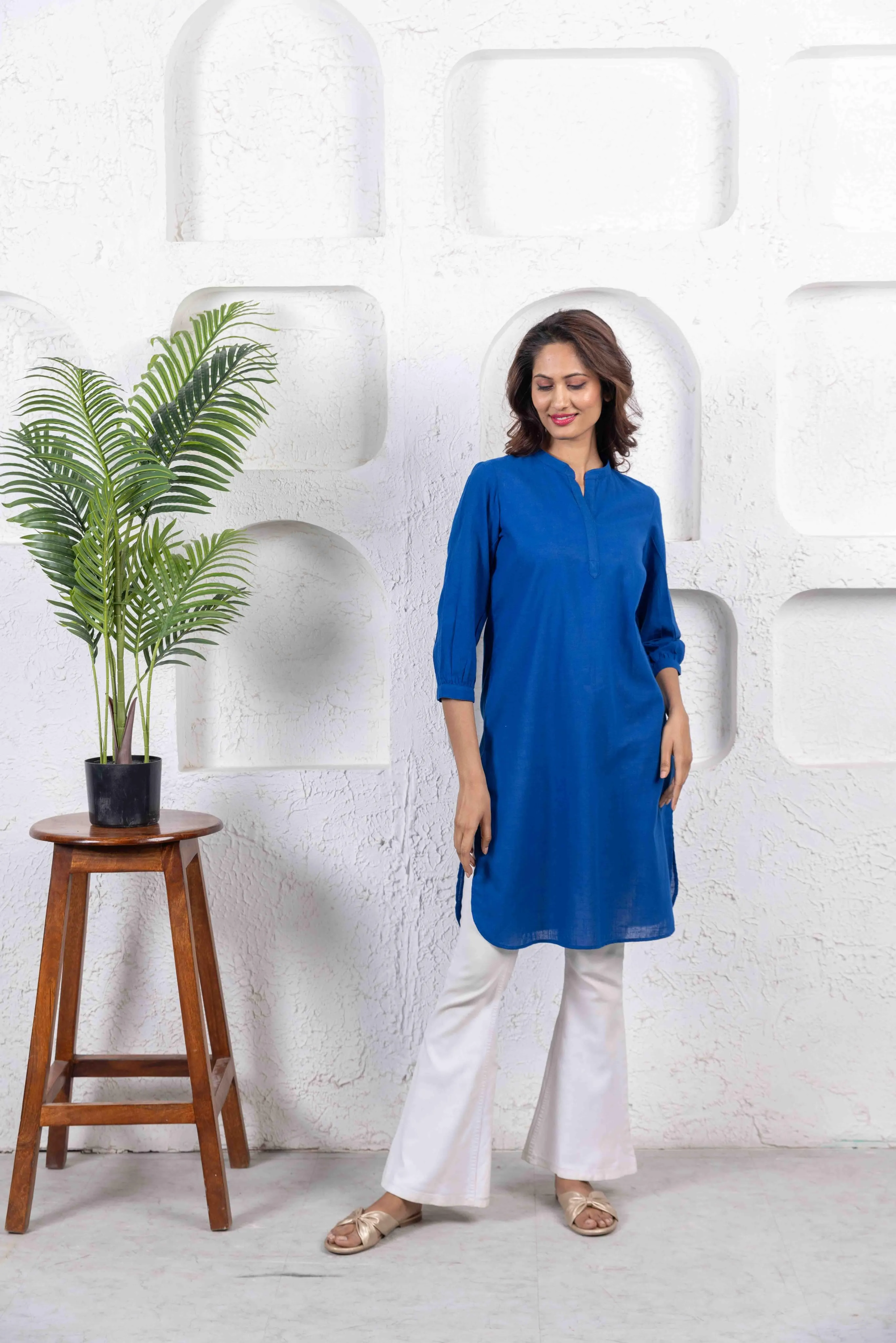 Royal Blue Regular long cotton tunic