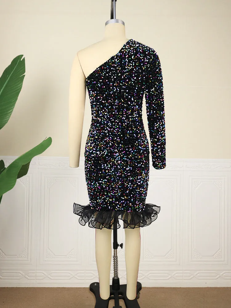 Ruffle Sequence Party Dress