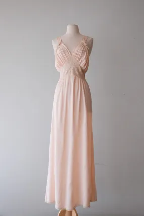 Sensuous 1940's Nude Pink Rayon & Lace Slip Dress/ Sz M