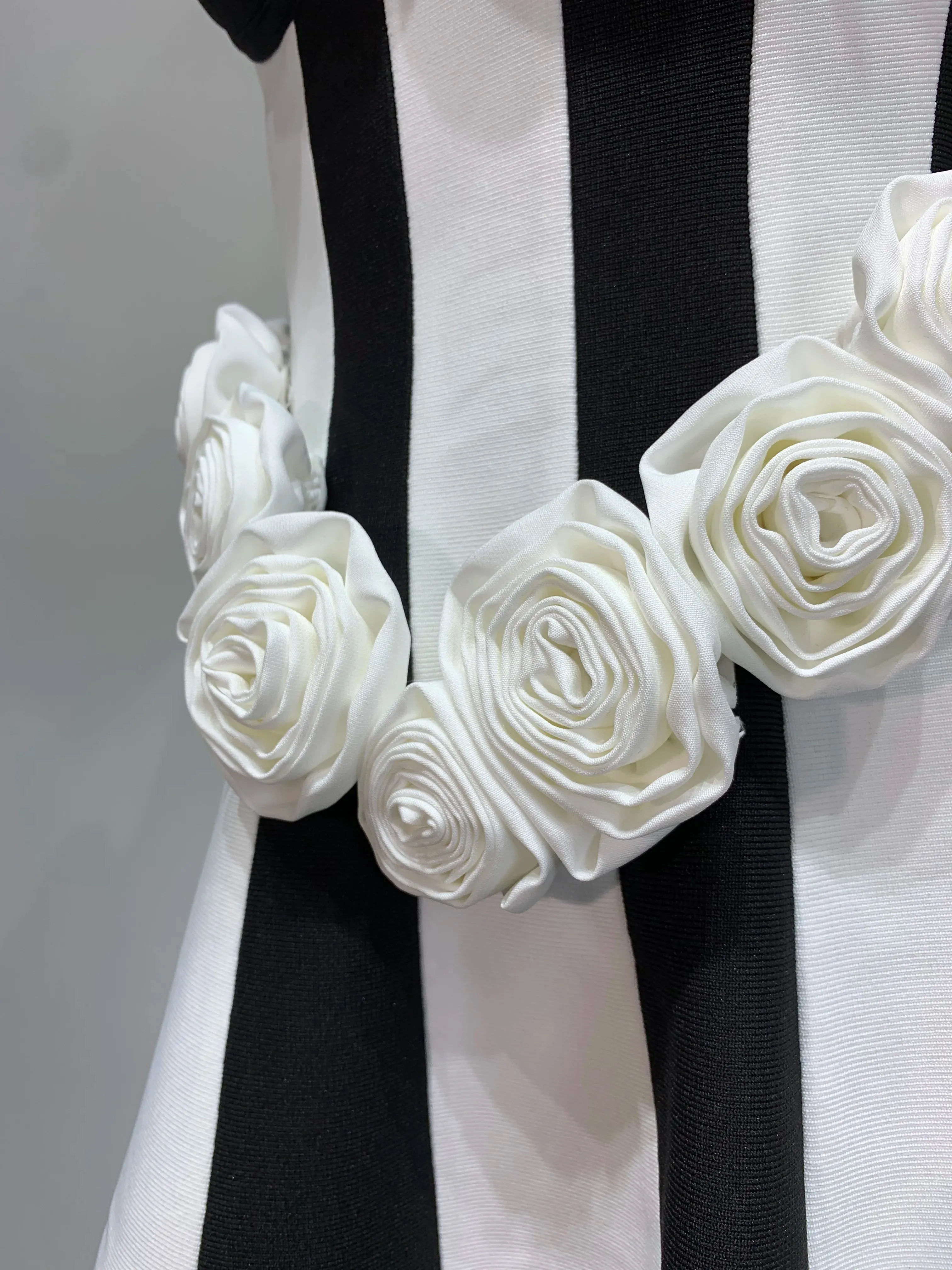 Sexy Black White Flower A Line Mini Evening Party Dress