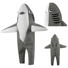 Shark Costume Adult Shark Onesie Shark Funny Fleece Jumpsuit Halloween Carnival Suit