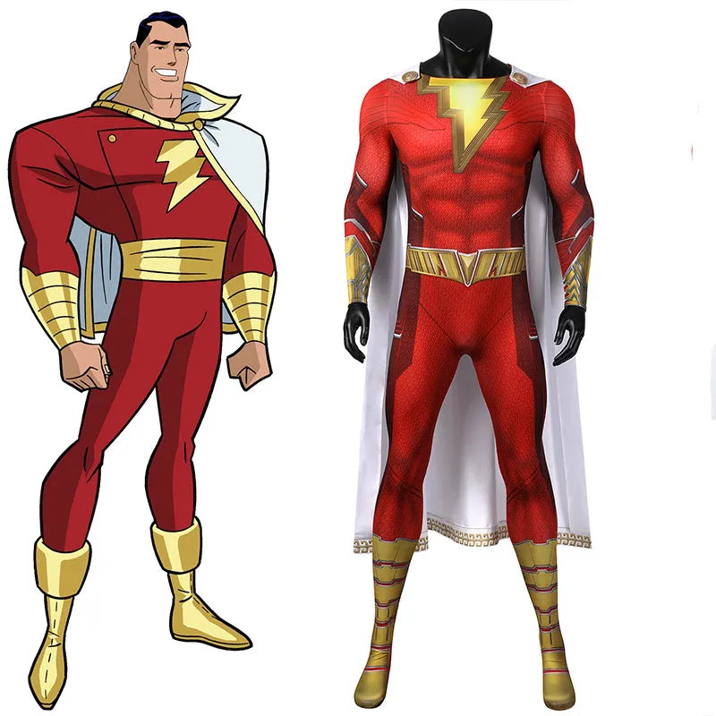 Shazam! Fury Of The Gods Billy Batson Cosplay Captain Thunder Costume Superman Jumpsuit