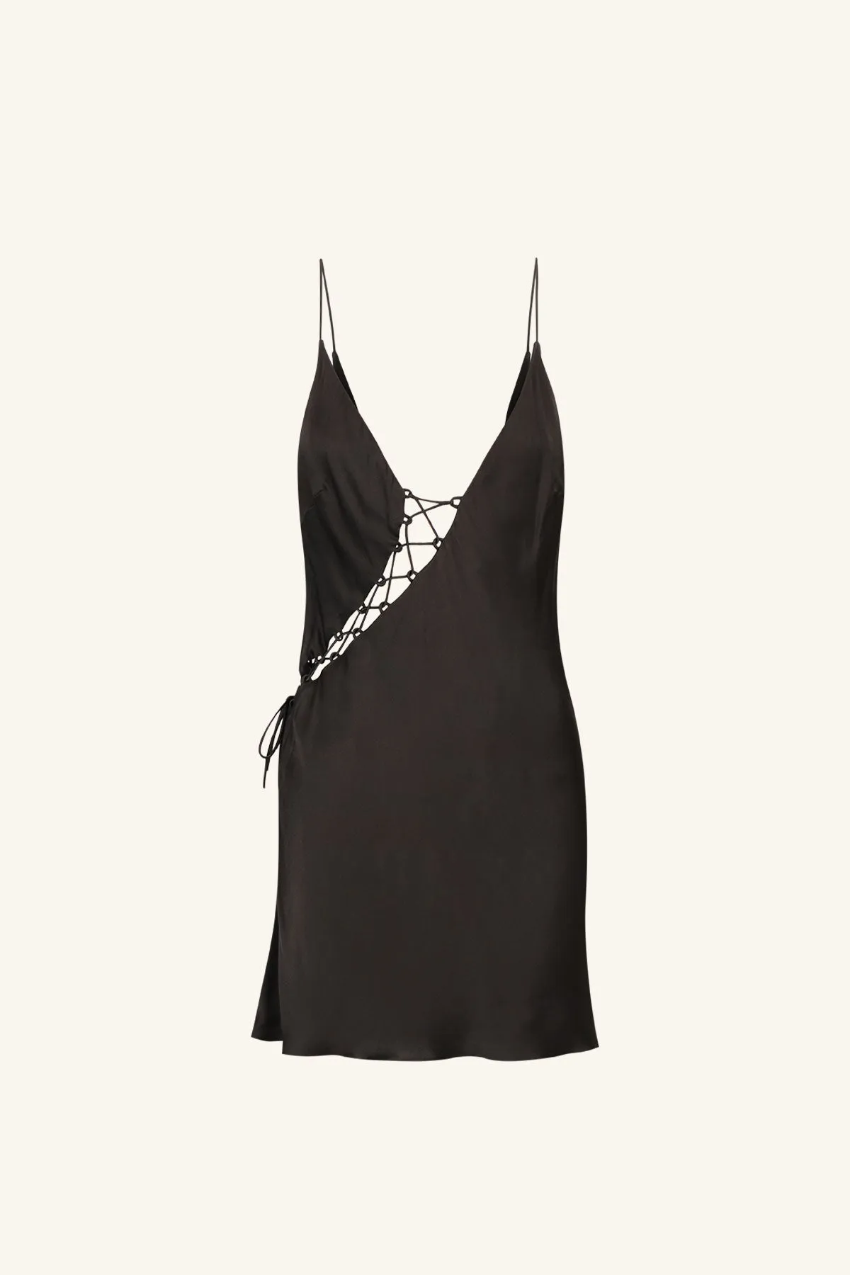 SHONA JOY MIA LACE UP MINI DRESS - BLACK