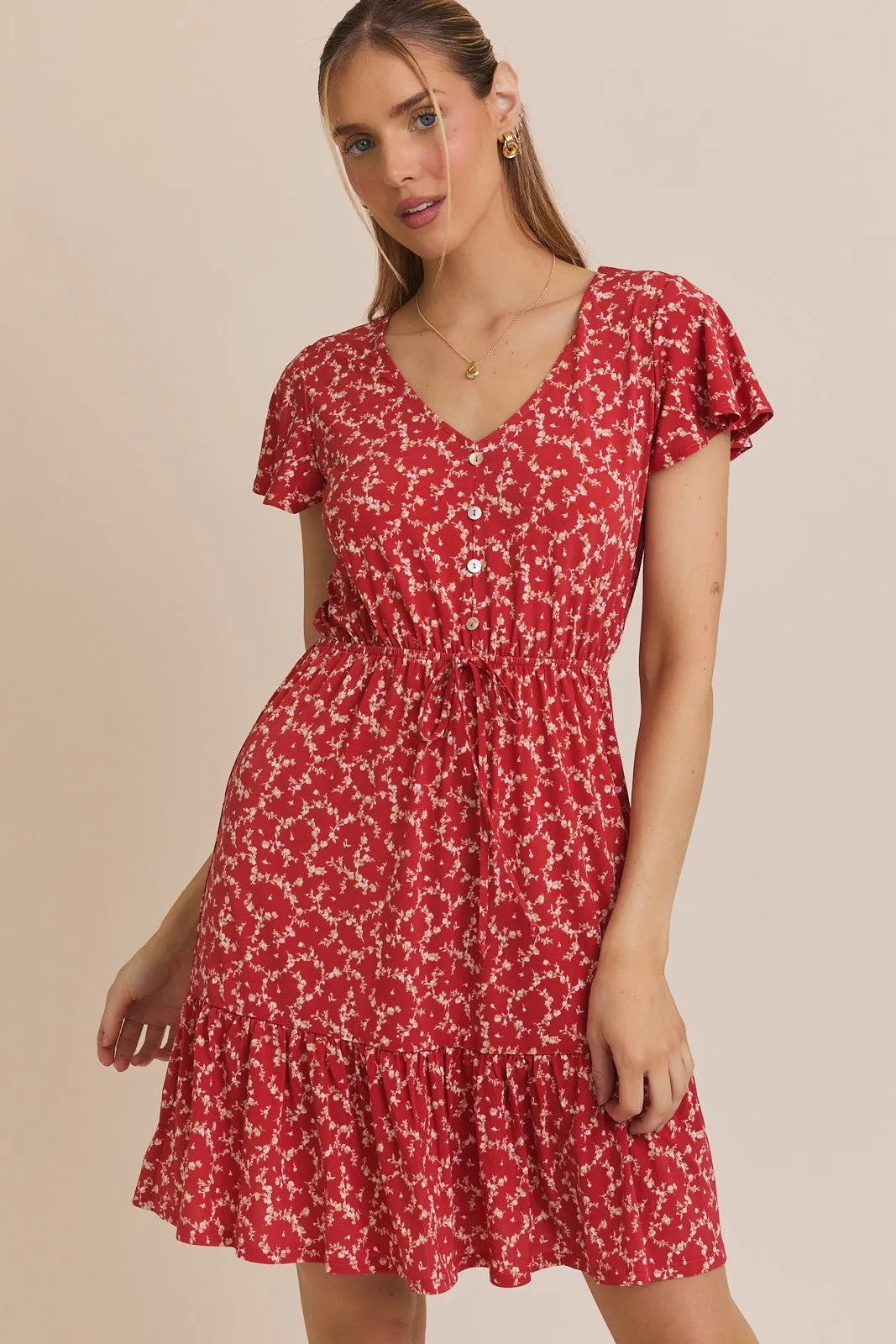 Short Sleeve Floral Ditsy Dress