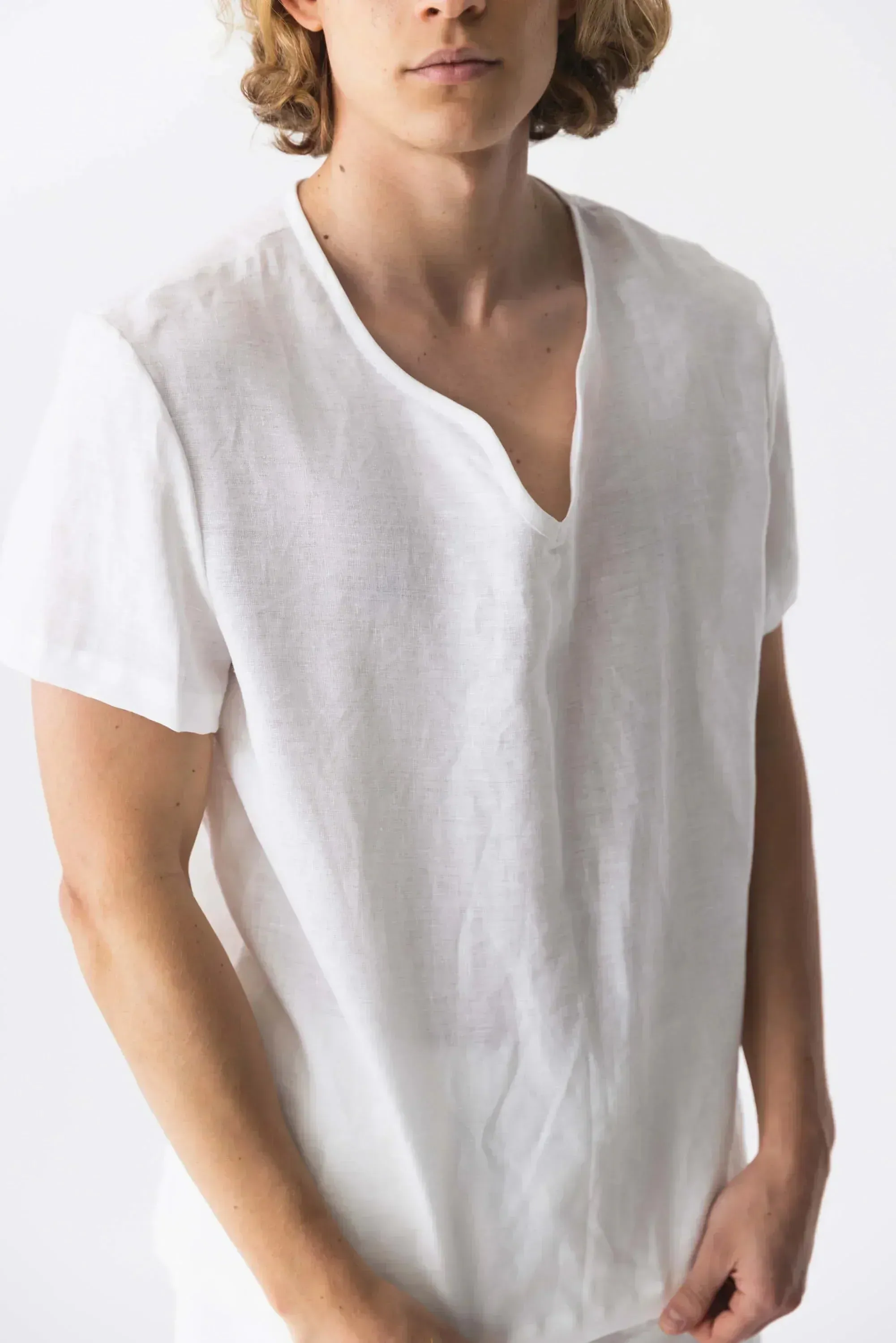 Short-sleeved linen tunic mineral grey - Marcelo
