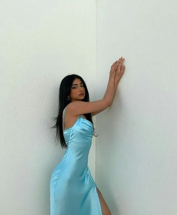 Simple party dress, birthday dress,blue prom dress     fg2891