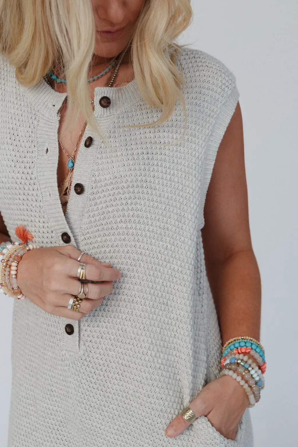 So In Love Button Up Jumpsuit - Heather Gray