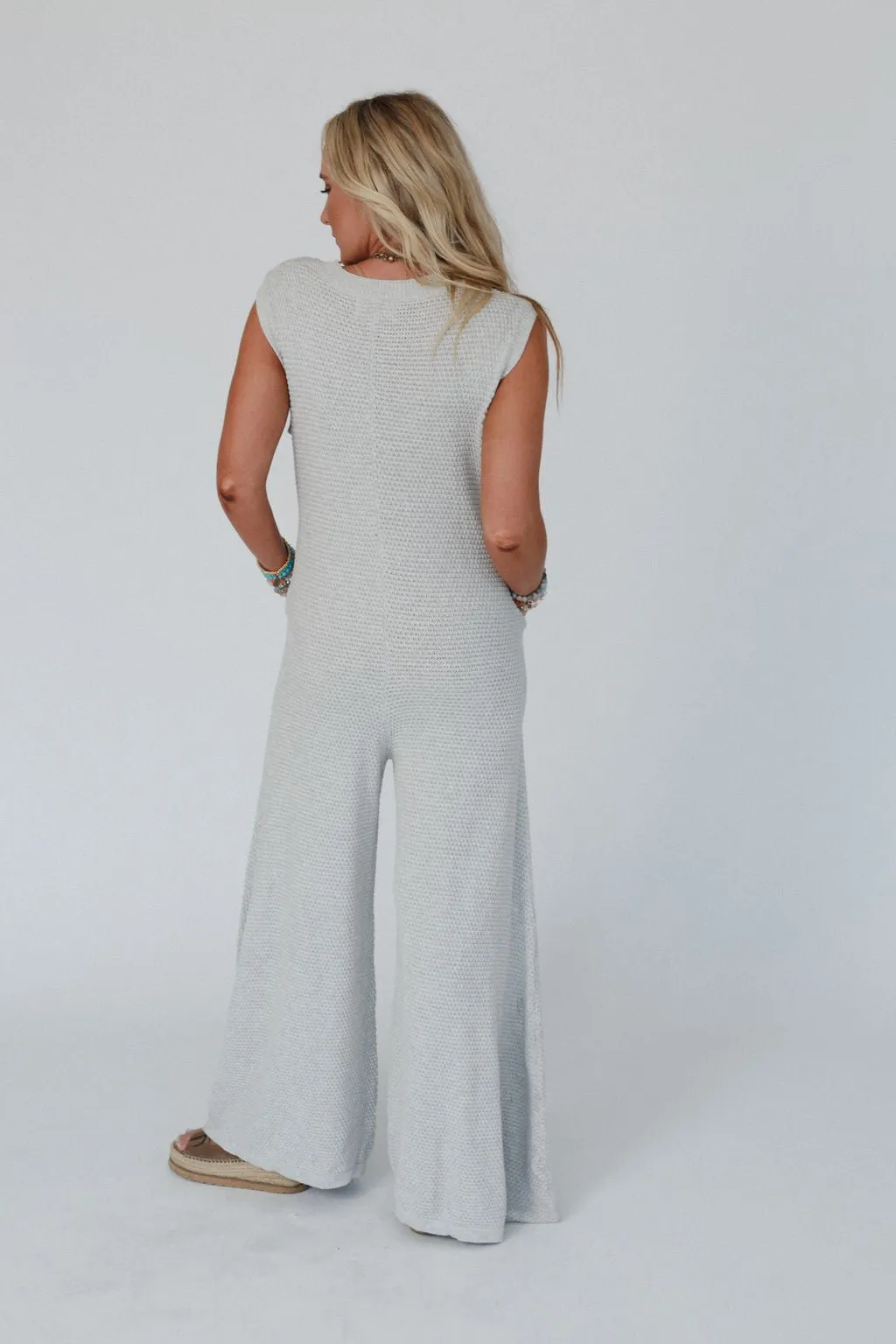 So In Love Button Up Jumpsuit - Heather Gray