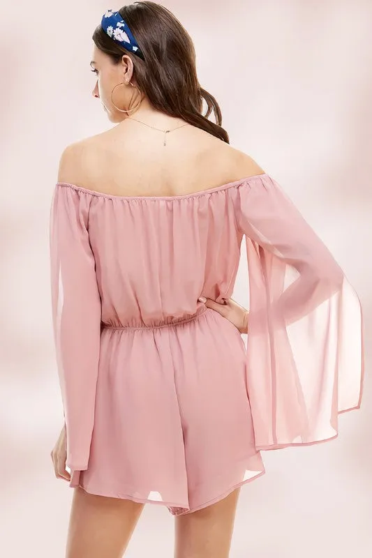 Solid Cold Shoulder Long Sleeves Romper