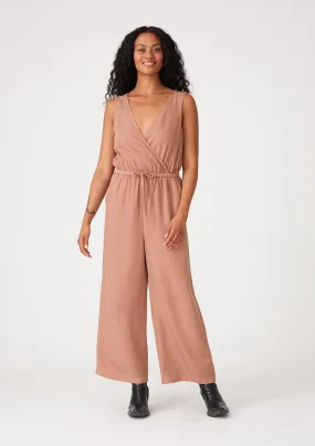 Solid Sleeveless Surplice Front Jumpsuit