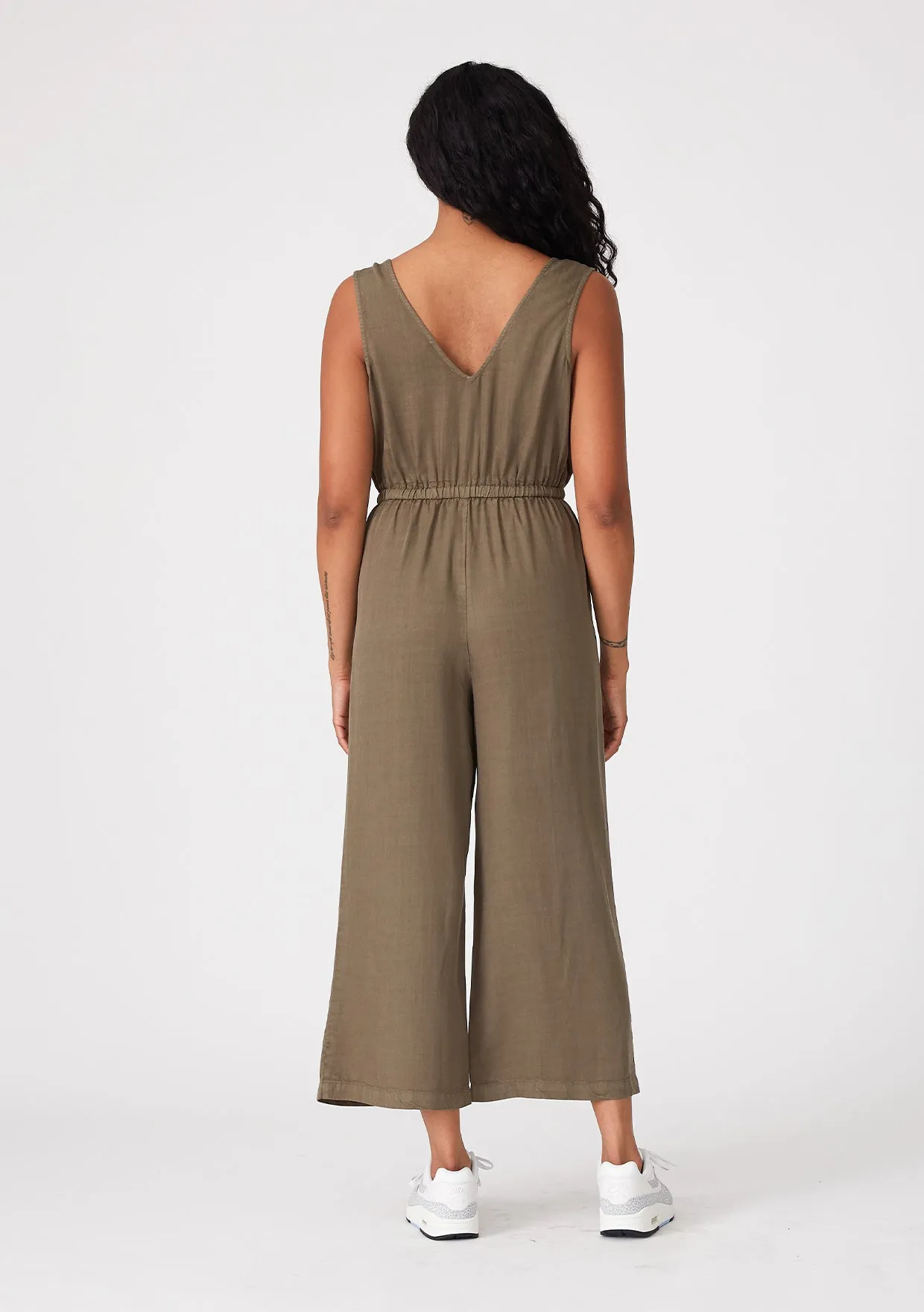 Solid Sleeveless Surplice Front Jumpsuit