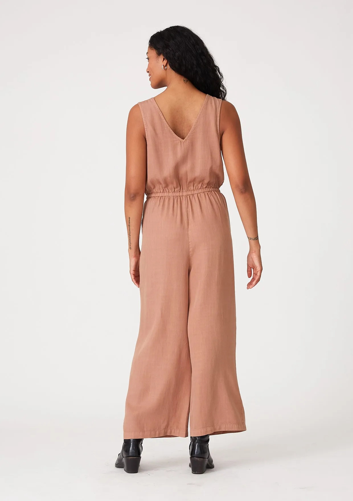 Solid Sleeveless Surplice Front Jumpsuit