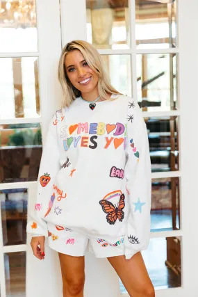 Somebody Loves You Crewneck - White