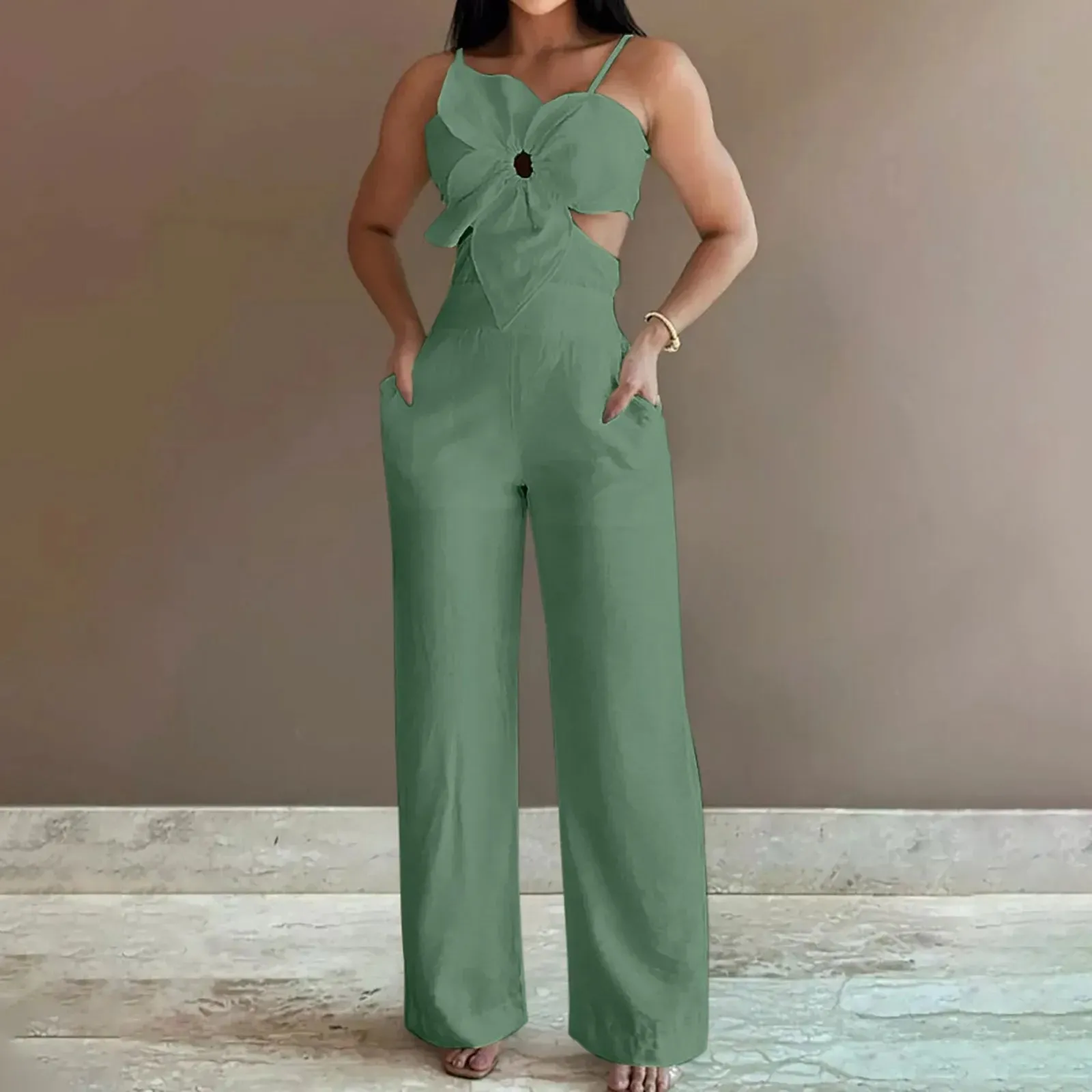 Sommer hoch taillierte lässige Hosenträger Overall Urlaub einfarbig sexy Stram pler aushöhlen Patchwork Mode Overalls Frauen