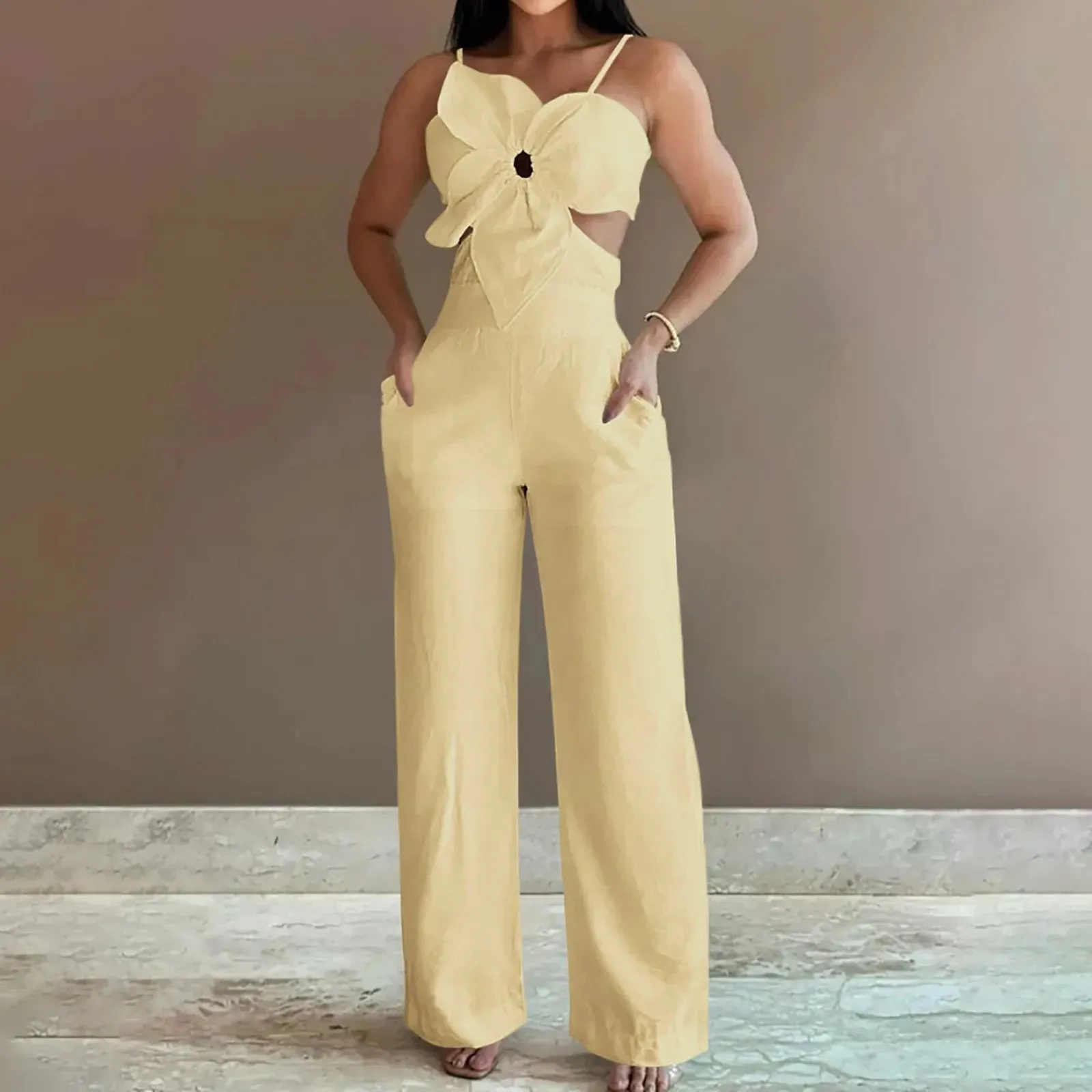 Sommer hoch taillierte lässige Hosenträger Overall Urlaub einfarbig sexy Stram pler aushöhlen Patchwork Mode Overalls Frauen
