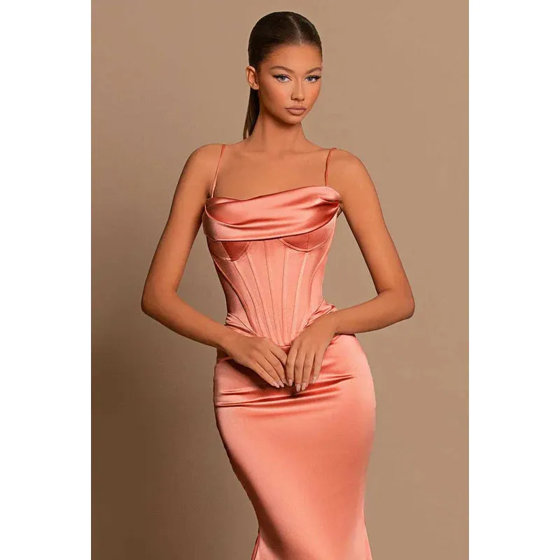 Spaghetti Straps Mermaid Long Prom Evening Formal Dress