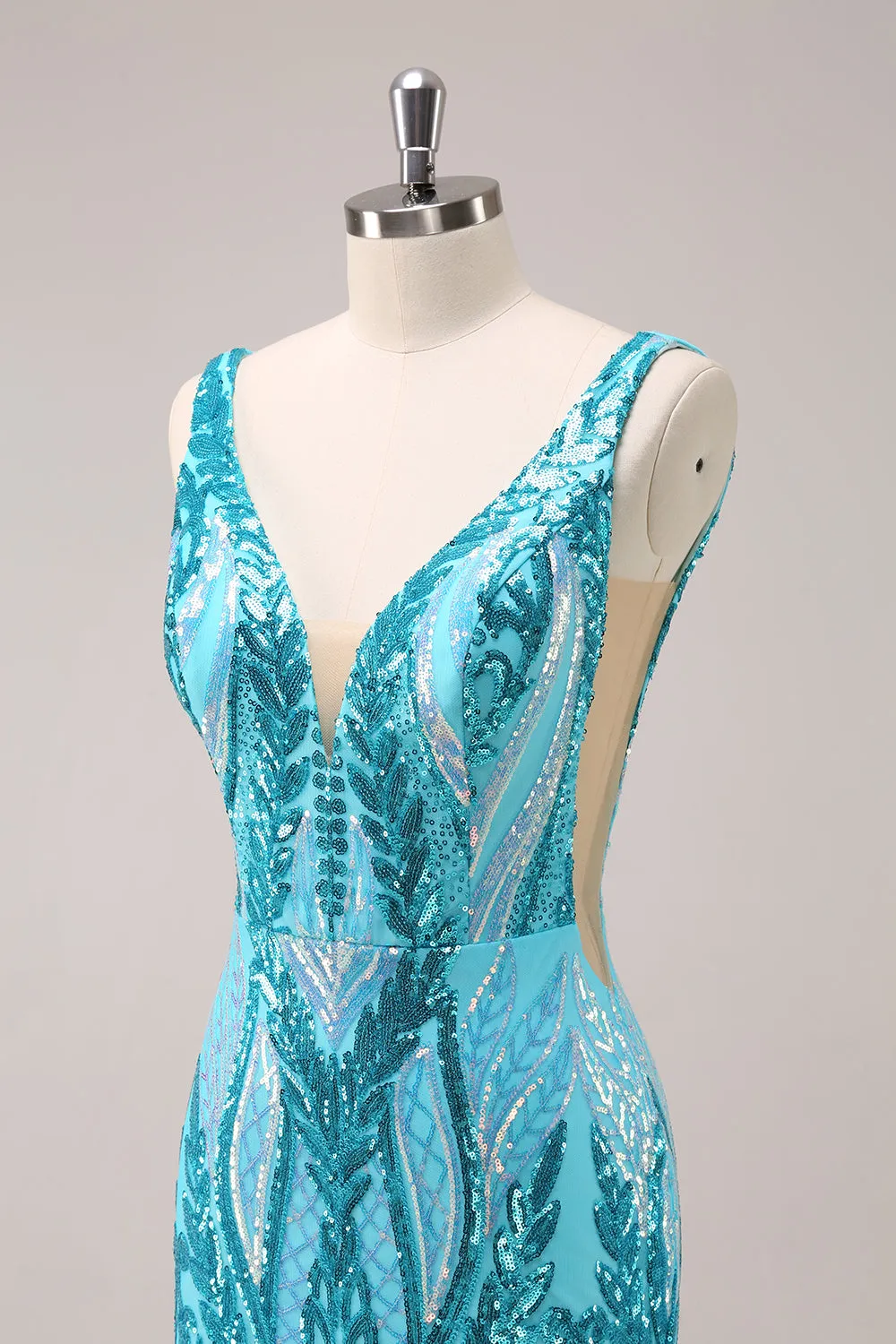 Sparkly Fuchsia Bodycon V Neck Backless Homecoming Dress with Sequins