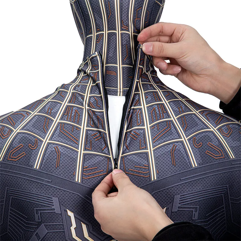 Spider-Man: No Way Home Black and Gold Suit Peter Parker Costume Spiderman Jumpsuit