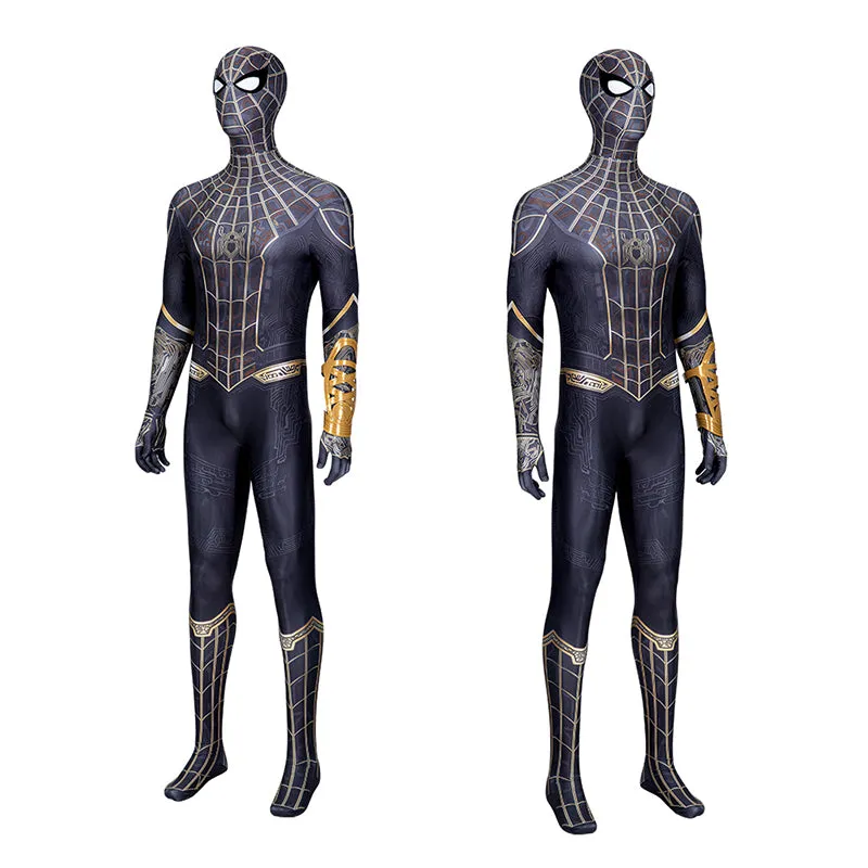 Spider-Man: No Way Home Black and Gold Suit Peter Parker Costume Spiderman Jumpsuit